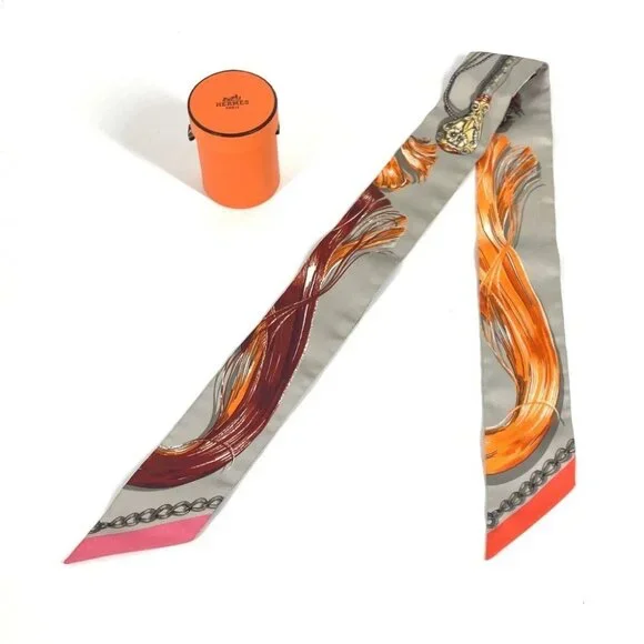 HERMES Twilly Twilly Twilly BandeauScarf Scarf silk gray